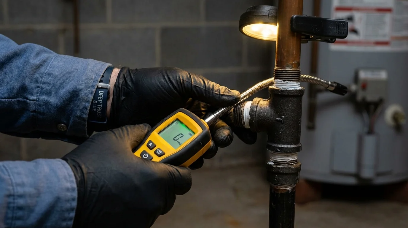 Gas leak detection with electronic sniffer by Johns Plumbing LLC in Chelmsford