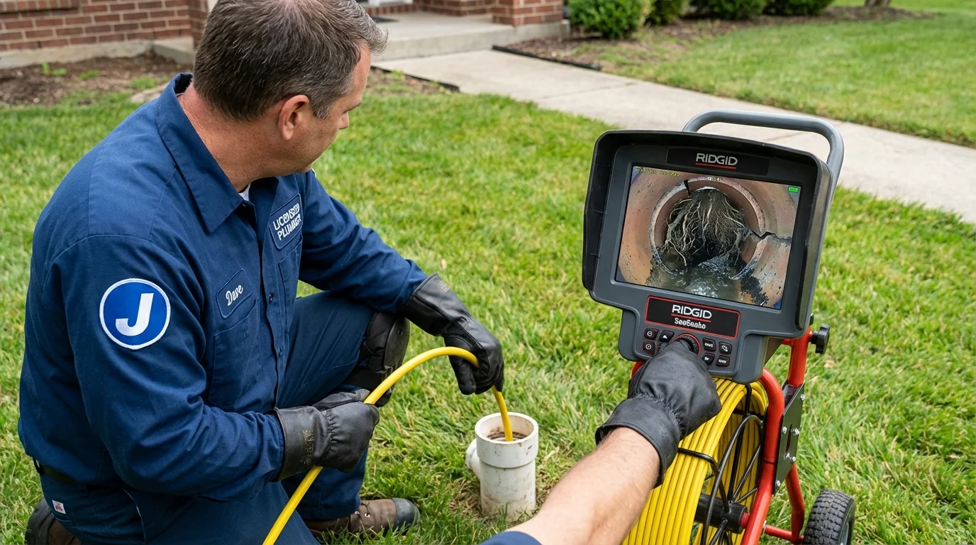 Sewer camera inspection being performed by Johns Plumbing LLC in Chelmsford
